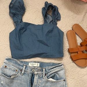 Lane 201 Denim Crop Top Boutique